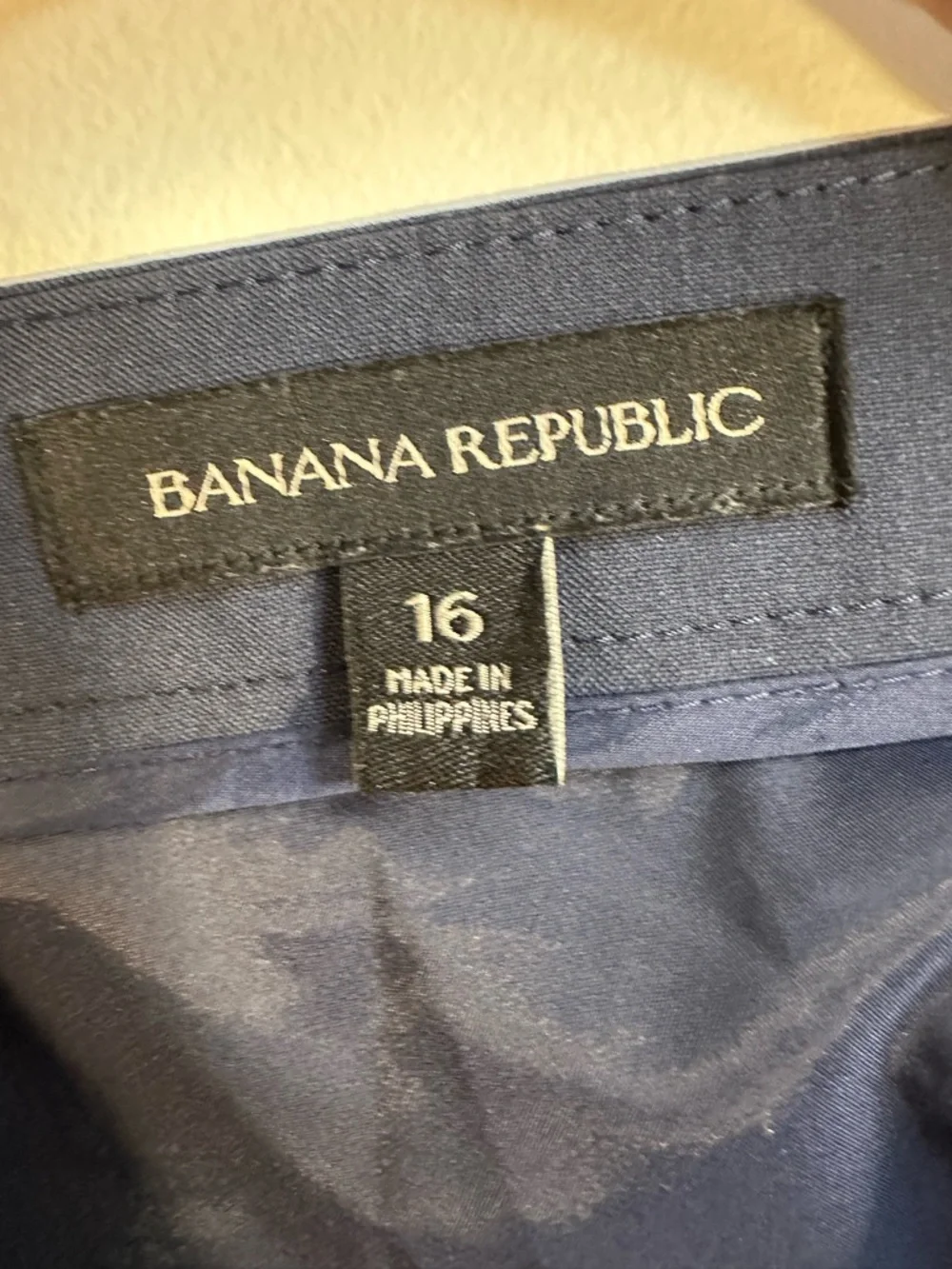 Banana Republic Stretch Wool Midi Navy Blue Pencil Skirt Sz 16 Business Casual - Picture 6 of 8